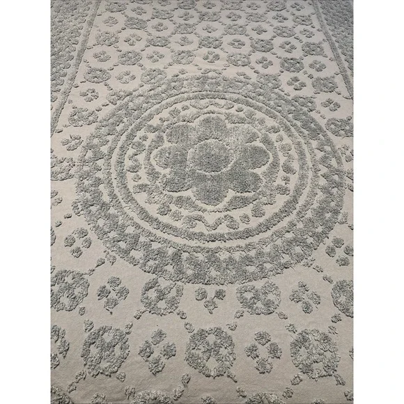 Vintage Oversized Medallion Chenille Bedspread Blue Twin Blanket - Picture 2 of 10